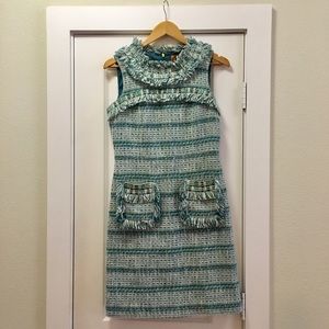 Tory Burch sz 2 green and blue tweed dress